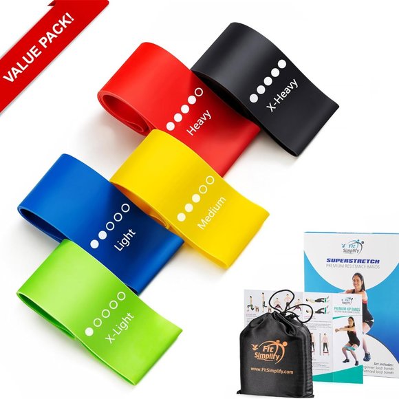 NEW Fit Simplify Resistance Loop Exercise Bands with Instruction Guide Carry Bag - Picture 3 of 5